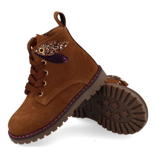 Poldino laarzen kort cognac Meisjes (cognac veterlaarsje  - 7010CB) - Junior Steps