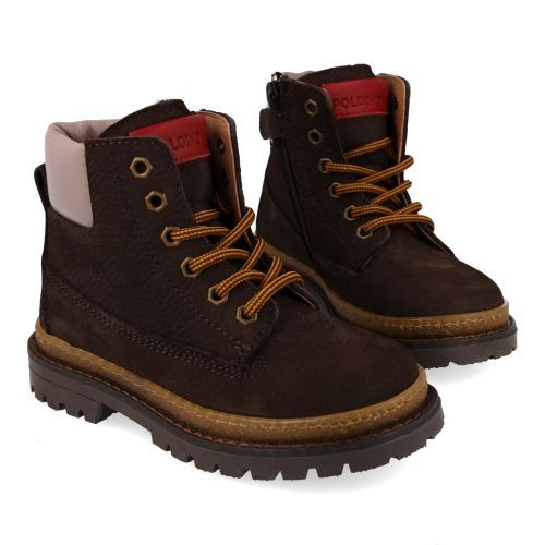 Poldino veterboot donkerbruin Jongens (Donker bruine veterboots - 6811NM) - Junior Steps