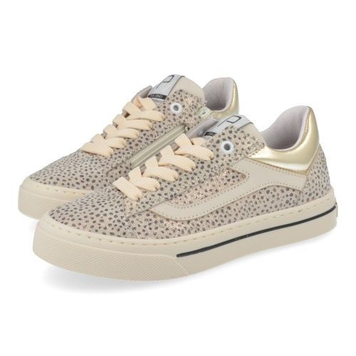 Poldino sneakers GOUD Meisjes (gouden sneaker met leopardprint - 6723) - Junior Steps