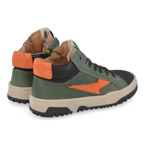 Poldino sneakers kaki Jongens (kaki groene sneaker met oranje en zwart - 6804) - Junior Steps