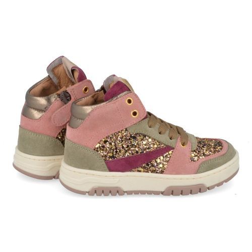 Poldino sneakers kaki Meisjes (kaki sneaker met glitter  - 6430) - Junior Steps