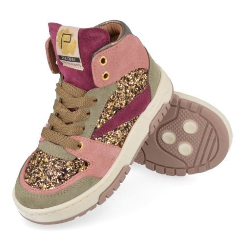 Poldino sneakers kaki Meisjes (kaki sneaker met glitter  - 6430CS) - Junior Steps