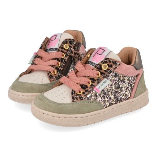 Poldino sneakers kaki Meisjes (kaki sneaker met glitter - 6507) - Junior Steps