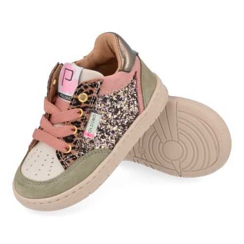 Poldino sneakers kaki Meisjes (kaki sneaker met glitter - 6507) - Junior Steps