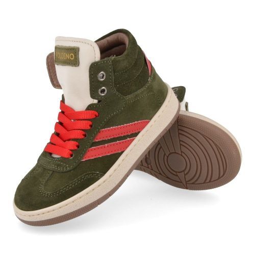 Poldino sneakers kaki Jongens ( - kaki sneaker met rood6624) - Junior Steps