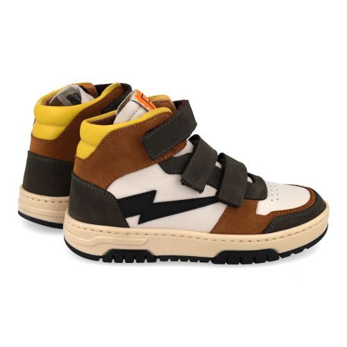Poldino sneakers kaki Jongens (sneaker met cognac en kaki - 6800DO) - Junior Steps