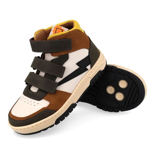 Poldino sneakers kaki Jongens (sneaker met cognac en kaki - 6800DO) - Junior Steps