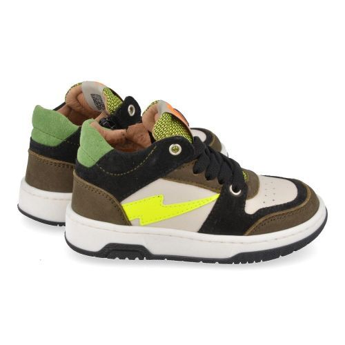 Poldino sneakers kaki Jongens (witte sneaker met kaki en cognac - 6615) - Junior Steps