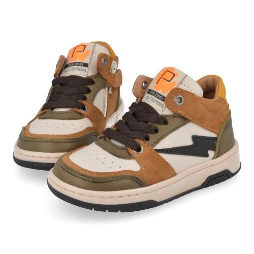 Poldino sneakers kaki Jongens (witte sneaker met kaki en zwart - 6615) - Junior Steps