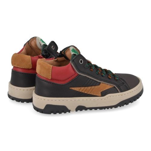 Poldino sneakers Zwart Jongens (zwarte sneaker met rood en cognac - 6804) - Junior Steps