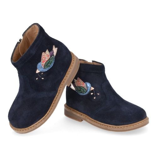 Pom d'api Short boots Blue Girls (retro bird) - Junior Steps