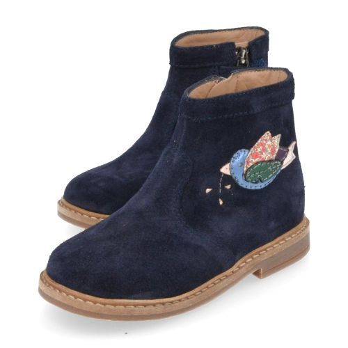 Pom d'api Short boots Blue Girls (retro bird) - Junior Steps