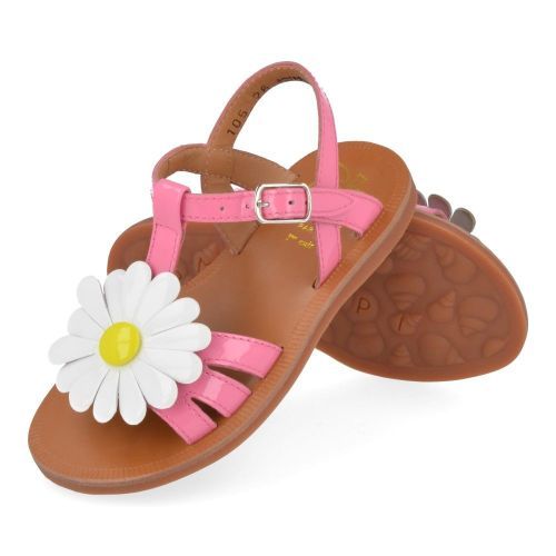 Pom d'api Sandales rose Filles (plagette bigi flo) - Junior Steps