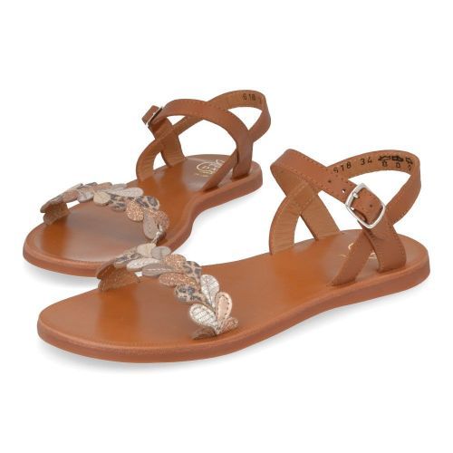 Pom d'api Sandales cognac Filles (plagette ferns) - Junior Steps