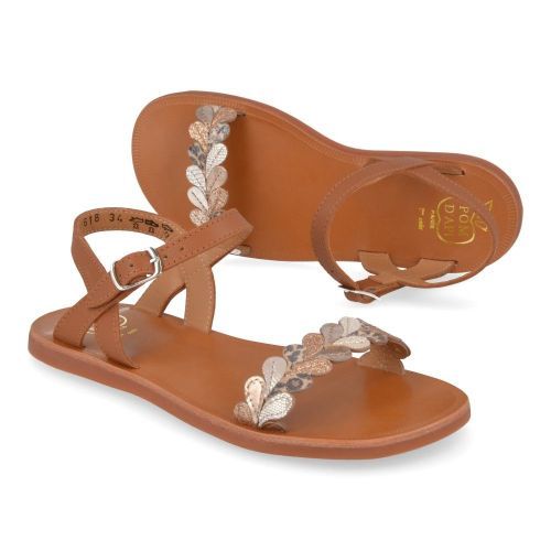 Pom d'api Sandales cognac Filles (plagette ferns) - Junior Steps