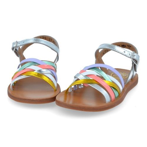 Pom d'api sandalen zilver Meisjes (plagette lux zilver sandaal - plagette lux) - Junior Steps