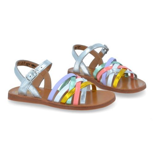 Pom d'api sandalen zilver Meisjes (plagette lux zilver sandaal - plagette lux) - Junior Steps