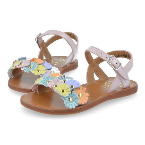 Pom d'api Sandalen roze Mädchen (plagette multi flo) - Junior Steps