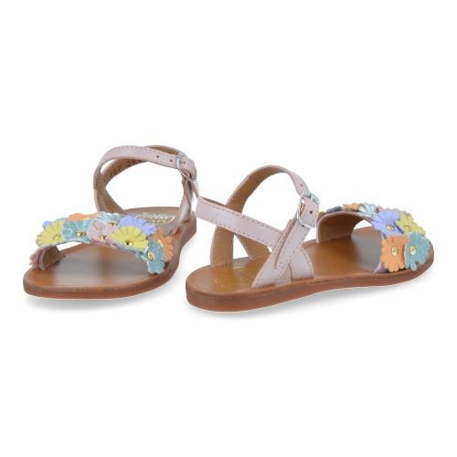 Pom d'api Sandalen roze Mädchen (plagette multi flo) - Junior Steps
