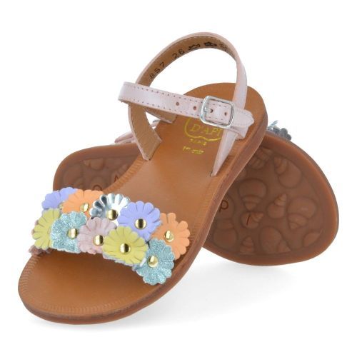 Pom d'api Sandalen roze Mädchen (plagette multi flo) - Junior Steps