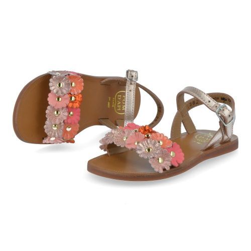 Pom d'api Sandalen roze Mädchen (plagette multi flo) - Junior Steps