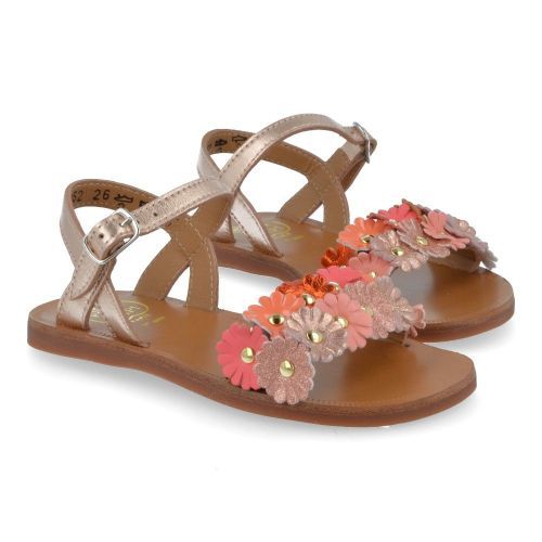 Pom d'api Sandalen roze Mädchen (plagette multi flo) - Junior Steps