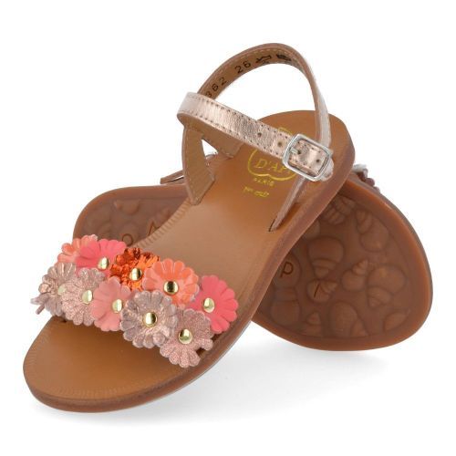 Pom d'api Sandalen roze Mädchen (plagette multi flo) - Junior Steps