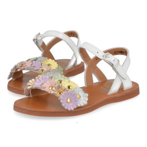 Pom d'api sandalen wit Meisjes ( - plagette multi flo witte sandaalplagette multi flo) - Junior Steps