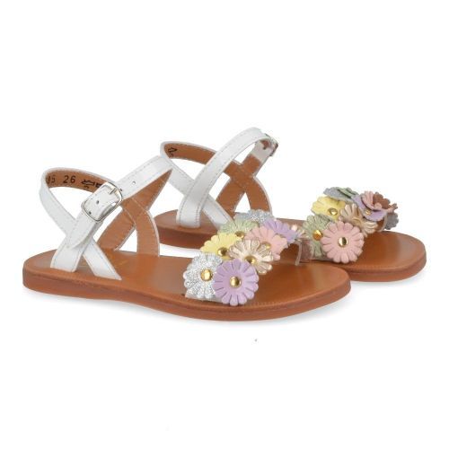 Pom d'api sandalen wit Meisjes ( - plagette multi flo witte sandaalplagette multi flo) - Junior Steps