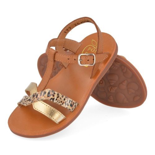 Pom d'api sandalen cognac Meisjes ( - plagette new salome cognac sandaalplagette salome tek) - Junior Steps