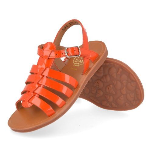 Pom d'api Sandals Orange Girls (plagette strap) - Junior Steps