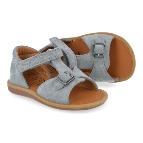 Pom d'api sandalen lichtgrijs Jongens (poppy easy lichtgrijs sandaaltje - poppy easy) - Junior Steps