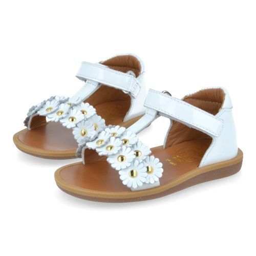 Pom d'api sandalen wit Meisjes (poppy flower wit sandaaltje - poppy  flower) - Junior Steps