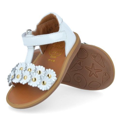 Pom d'api sandalen wit Meisjes (poppy flower wit sandaaltje - poppy  flower) - Junior Steps