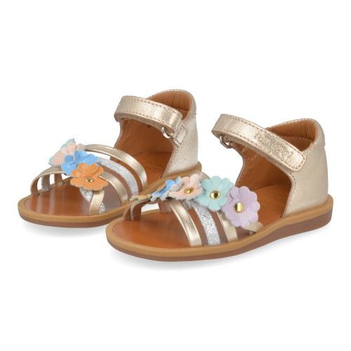 Pom d'api Sandals Gold Girls (poppy multi flo) - Junior Steps