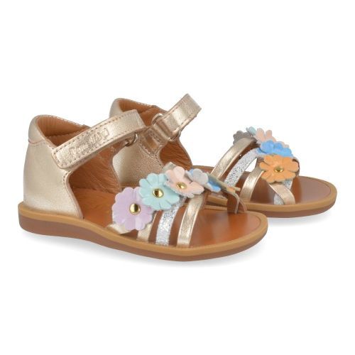 Pom d'api Sandals Gold Girls (poppy multi flo) - Junior Steps