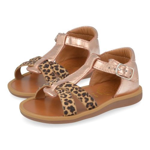 Pom d'api sandalen roze Meisjes ( - poppy xexe rozé sandaaltje met leopardpoppy xexe) - Junior Steps