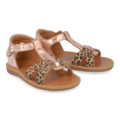 Pom d'api sandalen roze Meisjes ( - poppy xexe rozé sandaaltje met leopardpoppy xexe) - Junior Steps