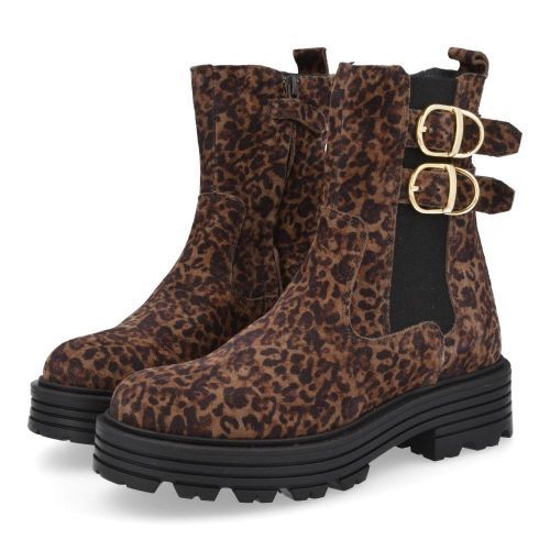 RED RAG laarzen kort bruin Meisjes (Korte laarzen in leopard suéde - 12534) - Junior Steps