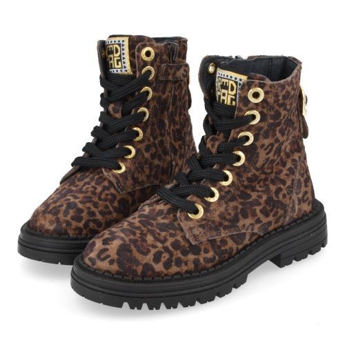 RED RAG veterboot brons Meisjes (veterboots leopard suéde - 12542  059) - Junior Steps