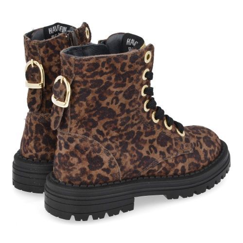 RED RAG veterboot brons Meisjes (veterboots leopard suéde - 12542  059) - Junior Steps