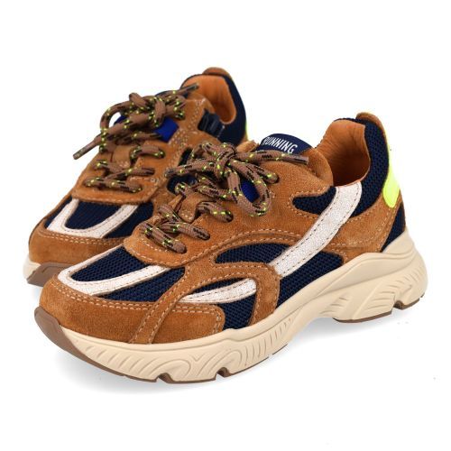 Romagnoli sneakers beige Jongens (beige blauwe sneaker met mesh - 9805R002) - Junior Steps