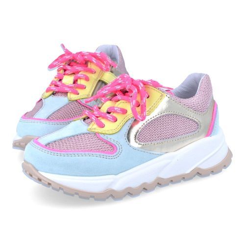 Romagnoli sneakers blauw Meisjes (blauw roze sneaker  - 8637R016) - Junior Steps