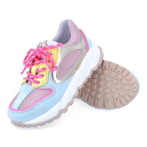 Romagnoli sneakers blauw Meisjes (blauw roze sneaker  - 8637R016) - Junior Steps