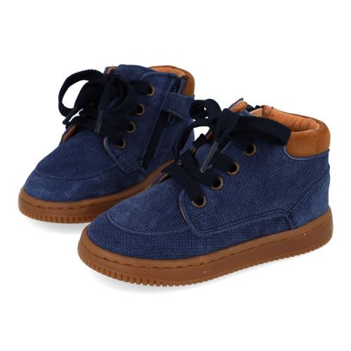 Romagnoli sneakers blauw Jongens (blauw suedé printje eerste stap schoentj - 9026R086) - Junior Steps