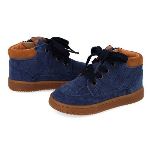Romagnoli sneakers blauw Jongens (blauw suedé printje eerste stap schoentj - 9026R086) - Junior Steps