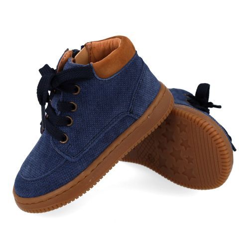 Romagnoli sneakers blauw Jongens (blauw suedé printje eerste stap schoentj - 9026R086) - Junior Steps