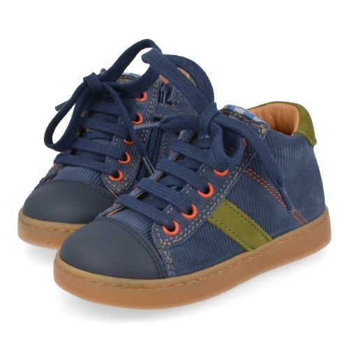 Romagnoli sneakers blauw Jongens (Blauwe kinderschoen met rubberen top - 7185R086) - Junior Steps