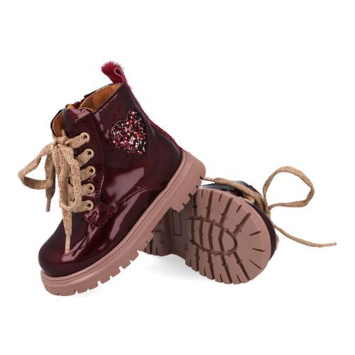 Romagnoli veterboot bordeaux Meisjes (Bordeaux lak veterbottine met pailletten - 9070R052) - Junior Steps