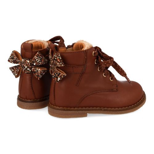 Romagnoli veterboot cognac Meisjes (Cognac leder boots met strik - 9095R061) - Junior Steps